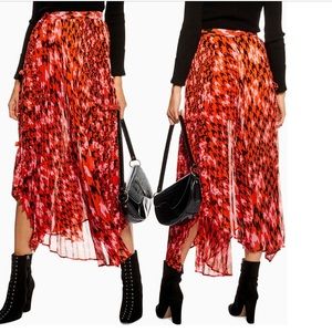 Topshop Dogtooth Pleat Midi Skirt - Sz US 4